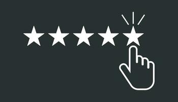 Customer reviews, rating, user feedback concept vector icon. Flat illustration on black background.