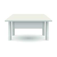 Vector 3d table for object presentation. Empty white top table isolated on white background.