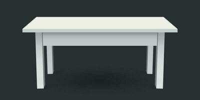 Vector 3d table for object presentation. Empty white top table isolated on black background.