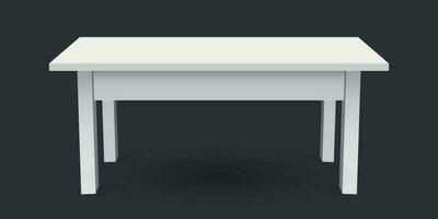 Vector 3d table for object presentation. Empty white top table isolated on black background.