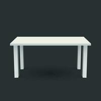 Vector 3d table for object presentation. Empty white top table isolated on black background.