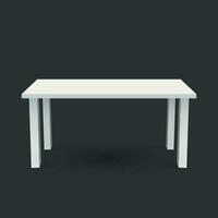 Vector 3d table for object presentation. Empty white top table isolated on black background.