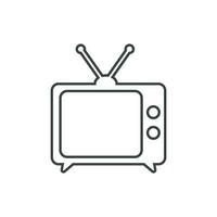 Tv Icon vector illustration in line style isolated on white background. Television symbol for web site design, logo, app, ui.