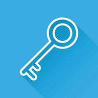 Key Icon vector illustration in flat style isolated on blue background. Unlock line symbol for web site design, logo, app, ui.