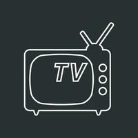 televisión icono vector ilustración en línea estilo aislado en negro antecedentes. televisión símbolo para web sitio diseño, logo, aplicación, ui