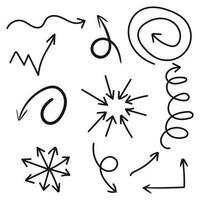 Arrows icon set. Hand drawn vector illustration on white background.