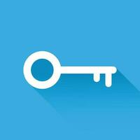 Key Icon vector illustration in flat style isolated on blue background. Unlock symbol for web site design, logo, app, ui.