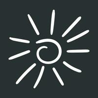 Hand drawn sun icon. Vector illustration isolated on black background.