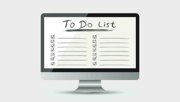 Businessman to do list, checklist with computer. Check list icon flat vector illustration.