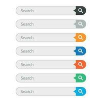 Search bar field. Set vector interface elements with search button. Flat vector illustration on white background.