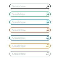 Search bar field. Set vector interface elements with search button. Flat vector illustration on white background.