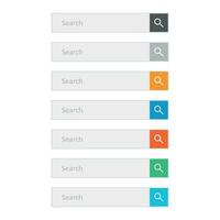 Search bar field. Set vector interface elements with search button. Flat vector illustration on white background.