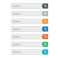 Search bar field. Set vector interface elements with search button. Flat vector illustration on white background.