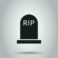 Halloween grave icon. Vector illustration on isolated background. Business concept gravestone rip tombstone pictogram.