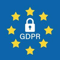 General data protection regulation padlock vector icon in flat style. GDPR illustration background. GDPR concept.