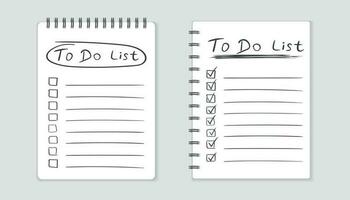 Realistic notepad with spiral. To do list icon with hand drawn text. School business diary. Office stationery notebook on isolated background vector