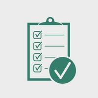 Checklist vector icon. Survey vector illustration in flat design on white background.