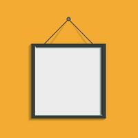 Realistic photo frame isolated on yellow background. Pictures frame vector illustration.