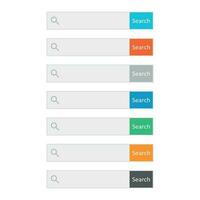 Search bar field. Set vector interface elements with search button. Flat vector illustration on white background.