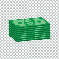 Stacks of dollar cash. Vector illustration in flat design on isolated background