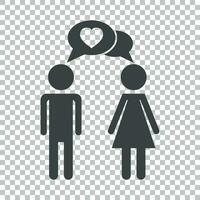 vector hombre y mujer con corazón icono en aislado antecedentes. moderno plano pictograma. sencillo plano símbolo para web sitio diseño.