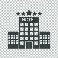 Hotel icon on isolated background. Simple flat pictogram for business, marketing, internet concept. Trendy modern vector symbol for web site design or mobile app.