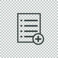 Add list document icon vector flat illustration. Isolated documents symbol. Paper page graphic design pictogram