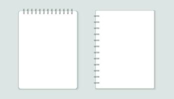 Realistic template notepad with spiral. Blank cover design. School business diary. Office stationery notebook on white background vector