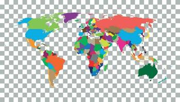 Blank colorful world map on isolated background. World map vector template for website, infographics, design. Flat earth world map illustration