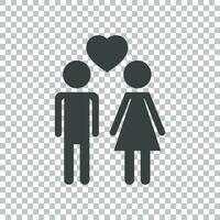 Vector man and woman with heart icon on isolated background. Modern flat pictogram. Simple flat symbol for web site design.