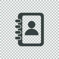 Address book icon. Contact note flat vector illustration on isolated background.