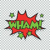 wham cómic sonido efectos sonido burbuja habla con palabra y cómic dibujos animados expresión sonidos vector ilustración.