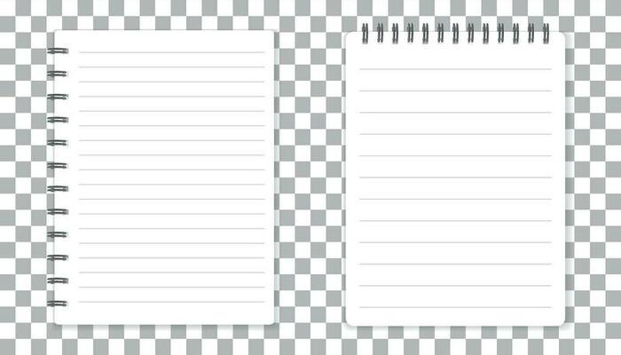 Realistic template notepad with spiral. Blank cover design. School business diary. Office stationery notebook on isolated background