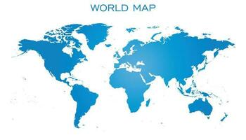 Blank blue world map isolated on white background. World map vector template for website, infographics, design. Flat earth world map illustration.