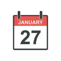 January 27 calendar icon. Vector illustration in flat style.