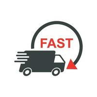 Delivery truck vector illustration. Fast delivery service shipping icon. Simple flat pictogram for business, marketing or mobile app internet concept on white background.