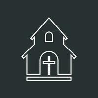 Line church sanctuary vector illustration icon. Simple flat pictogram for business, marketing, mobile app, internet on black background.