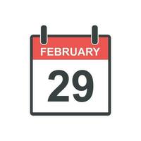 February 29 calendar icon. Leap Day, Vector illustration in flat style.