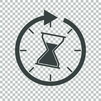 Time icon. Flat vector illustration with hourglass on isolated background.