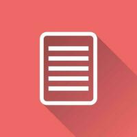 Document pictogram icon. Simple flat illustration for business, marketing internet concept on red background with long shadow. Trendy modern vector symbol for web site design or mobile app