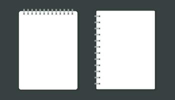 realista modelo bloc con espiral. blanco cubrir diseño. colegio negocio diario. oficina papelería cuaderno en negro antecedentes vector