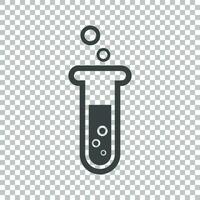 Chemical test tube pictogram icon. Chemical lab equipment isolated on isolated background. Experiment flasks for science experiment. Trendy modern vector symbol. Simple flat illustration