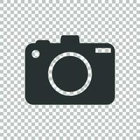 Camera icon on isolated background. Flat vector illustration.