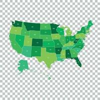 High detailed USA map with federal states. Vector illustration United states of America in green color.