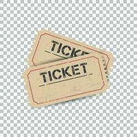 Old ticket with grunge effect. Flat vector illustration on isolated background.