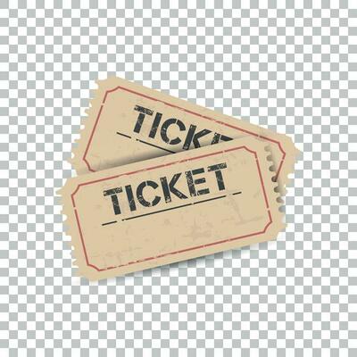 Old ticket with grunge effect. Flat vector illustration on isolated background.