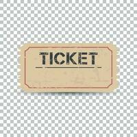 Old ticket with grunge effect. Flat vector illustration on isolated background.