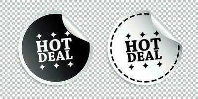 Hot deal sticker. Black and white vector illustration.