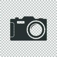 Camera icon on isolated background. Flat vector illustration.