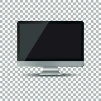 Desktop computer flat icon. Realistic vector illustration